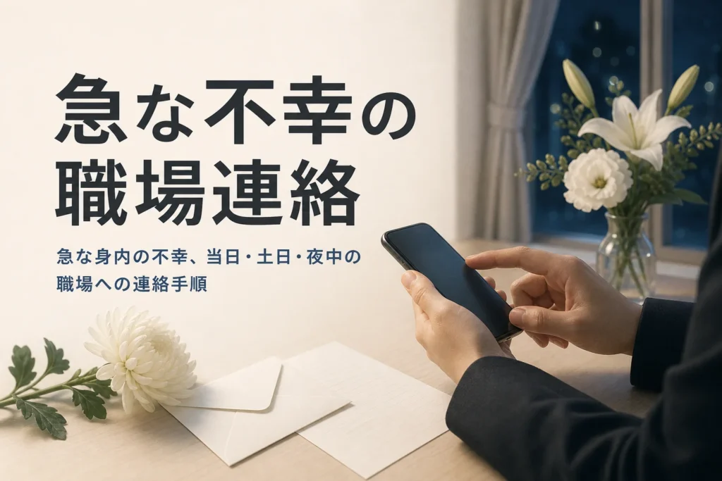 急な身内の不幸で、夜にスマートフォンから職場へ連絡しようとしている手元