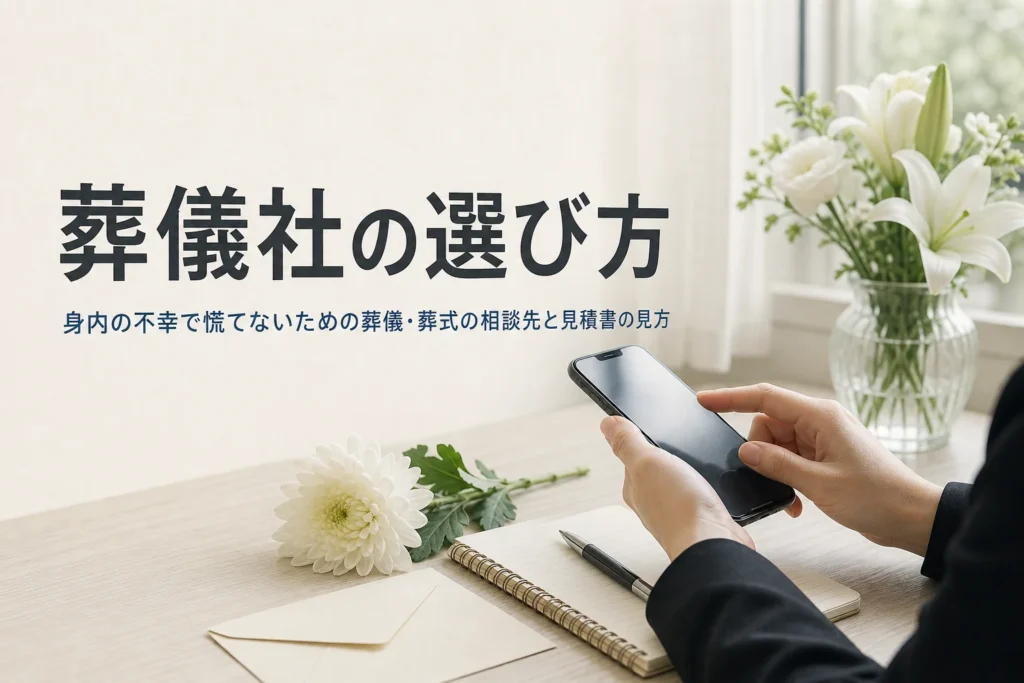 身内の不幸で葬儀社を選ぶ時の考え方と相談先を解説する記事のアイキャッチ