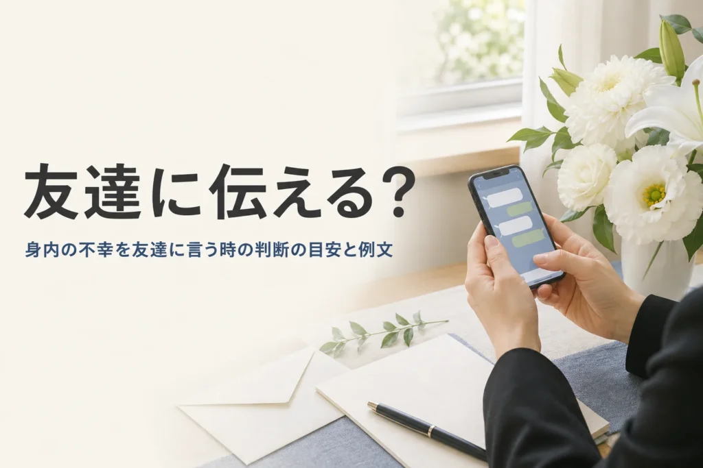 身内の不幸を友達に言うか迷いながらスマートフォンを手にしている手元